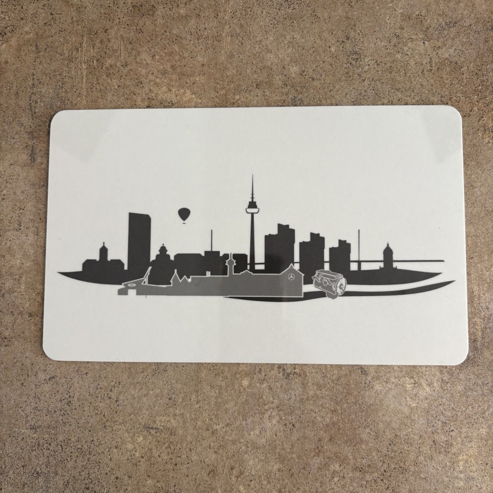 Mercedes Benz Stuttgart Skyline White/Black 9"x 5.5" Breakfast Board Decor Sign
